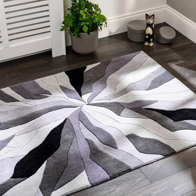 RM Handloom Grey Polyester Carpet(3 ft,  X 2 ft, Rectangle)