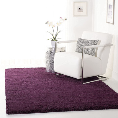 Shag Weaving Purple Polyester Carpet(4 ft,  X 6 ft, Rectangle)