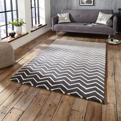 RM Handloom Black Polyester Carpet(7 ft,  X 5 ft, Rectangle)