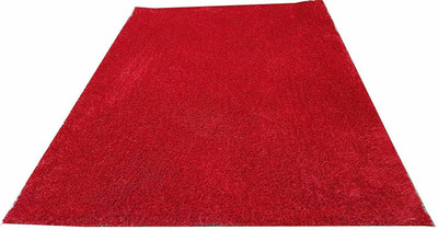 Shag Weaving Red Polyester Carpet(6 ft,  X 9 ft, Rectangle)