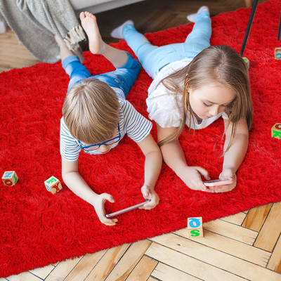 Acarpet Red Polyester Carpet(5 ft,  X 5 ft, Square)
