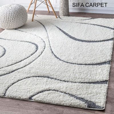 Shag Weaving White Polyester Carpet(4 ft,  X 6 ft, Rectangle)