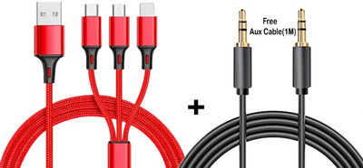 POZUB 3In1 Fast Charging Data Cable Compatible with All IOS & USB Type- C + Aux Cable Charging Pad