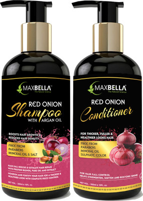 MaxBella Red Onion Black Seed Oil Shampoo & Conditioner Kit with Red Onion Seed Oil Extract, Black Seed Oil & Pro-Vitamin B5 (Shampoo + Conditioner)(2 Items in the set)