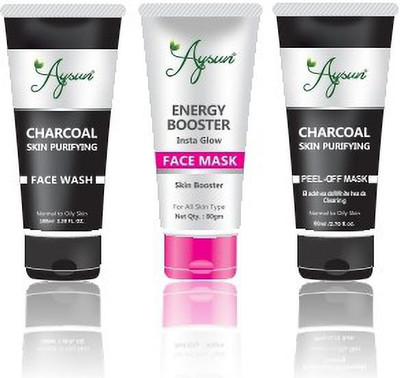 Aysun Charcoal Face wash & Energy Booster Face Mask + Charcoal Peel off Mask Combo Pack of 3(3 Items in the set) Aysun Charcoal Face wash & Energy Booster Face Mask + Charcoal Peel off Mask Combo Pack of 3(3 Items in the set)