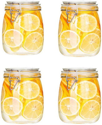 HENIJ Glass Pickle Jar  - 1000 ml(Pack of 4, Clear)