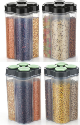 Qozzby Plastic Grocery Container  - 2000(Pack of 4, Multicolor)