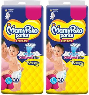 MamyPoko Pants Standard Diapers, Large size ( pack of 30+30 ) - L(60 Pieces)