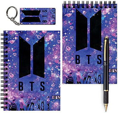 craft maniacs BTS A6 MESSAGE PAD COLLECTION + KEYRING A6 Notebook NO 120 Pages(PURPLE GALAXY FLOATING BOYS, Pack of 2)