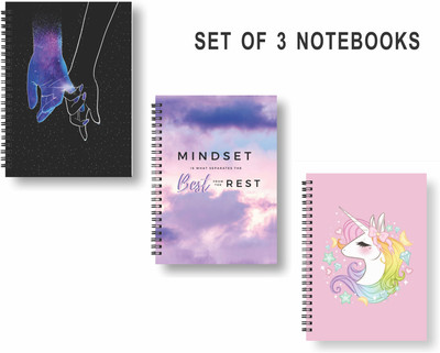 Papco Notebooks A5 Diary Ruled 144 Pages(Multicolor, Pack of 3)