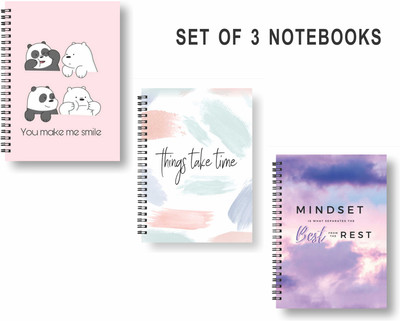 Papco Notebooks A5 Diary Ruled 144 Pages(Multicolor, Pack of 3)
