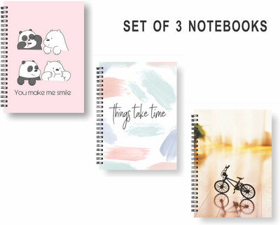 Papco Notebooks A5 Diary Ruled 144 Pages(Multicolor, Pack of 3)