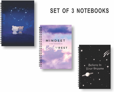 Papco Notebooks A5 Diary Ruled 144 Pages(Multicolor, Pack of 3)