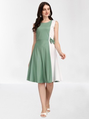 Kinjo Women Fit and Flare Light Green Dress