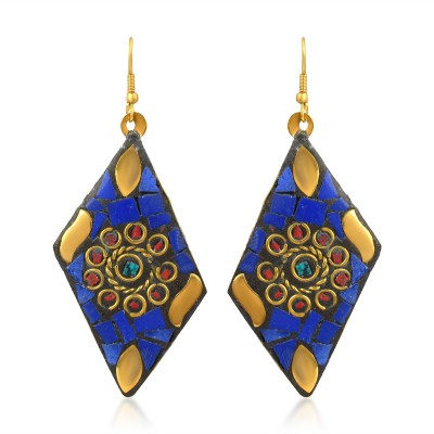 memoir Brass Lapis Lazuli Fish design Tibet Tribal jewellery Fashion Earrings Women Turquoise Alloy Drops & Danglers