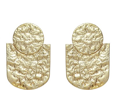 Priyaasi Priyaasi Hammered Geometric Gold Plated Earrings Brass Drops & Danglers