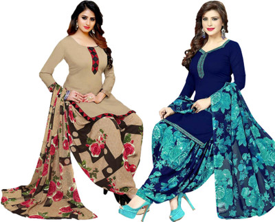 PINK WISH Crepe Printed Salwar Suit Material
