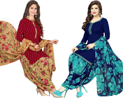 PINK WISH Crepe Printed Salwar Suit Material