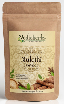 Vedicherbs Mulethi (Licorice) Powder for Skin Whitening & Soothes Scalp | Hair & Skin Care(100 g)