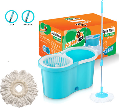 Pranay's Kleanup Amazing Smart Easy To Clean Floor Magic Bucket 2 Absorbers, Floor , Wet and Dry Mop Set(Blue, Green)