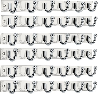 Keshto Stainless Steel 6 Pin Goli Hanger Wall Door Hook For Hanging keys,Cloth,Towel Hook 6(Pack of 6)