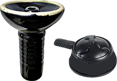 Puff Smart Ceramic Chillum Bowl /Phunnel With Black HMD Heat Management Device 4.7 inch Ceramic Hookah(Black)