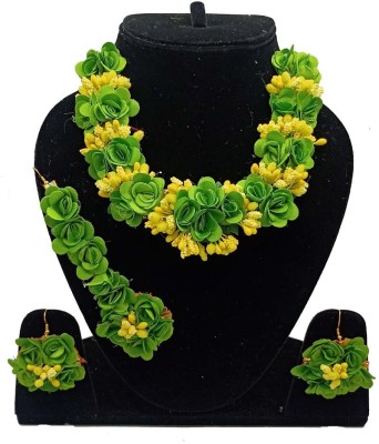 Riya Handcraftejewelry Fabric, Paper Green, Yellow Jewellery Set(Pack of 1)