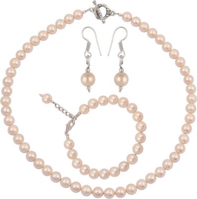 Pearlz Ocean Alloy Pink Jewellery Set(Pack of 1)