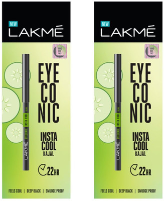 Lakmé Eyeconic Instacool Kajal Pack of 2(Black, 0.7 g)