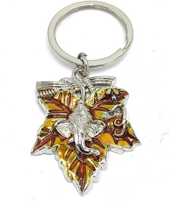 Jdp Novelty Gajanan Lord Ganesh Leaf Metal Keychain.Lord Ganesh Metal Keychain Key Chain
