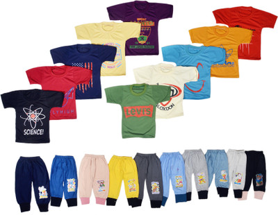 FB GROUP OF COMPANY Baby Boys & Baby Girls Casual T-shirt Track Pants(Multicolor)