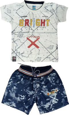 FASHION BOY Baby Boys Casual T-shirt Shorts(OFF WHITE)