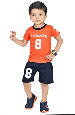 mohini collection Baby Boys Party(Festive) T-shirt Pant(Orange)