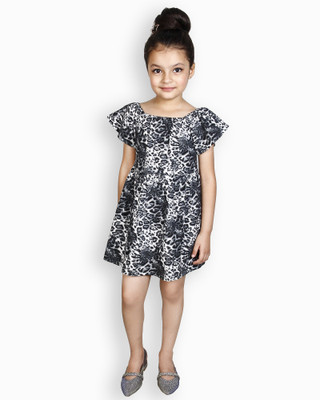 ADDYVERO Girls Midi/Knee Length Casual Dress(Grey, Fashion Sleeve)