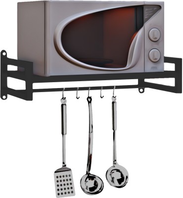 milad Containers Kitchen Rack Iron Wall Mounted Microwave Rack, Kitchen Multi-Function Oven Rack with Hook