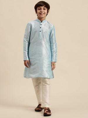 Sanwara Boys Festive & Party Kurta and Pyjama Set(Blue Pack of 1)