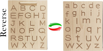 Ashmi Wooden 2-in-1 Reversible Uppercase And Lowercase Alphabets Laminated Slate Board(Brown)