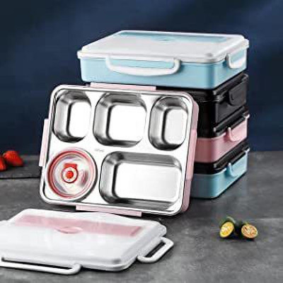 Akvanar Stainless Steel LunchBox Vacuum Look Leak Proof with Spoon and Chop Sticks 1 Containers Lunch Box(1200 ml)