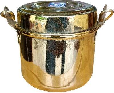 Craft World Handmade Brass School And Office Hanger Tiffin Box ,Height 3 Inch (400 ml) 1 Containers Lunch Box(400 ml)