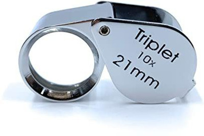 HOUF Jewellers Eye Loupe 21mm 10x Magnifying Lens Triplet Glass Folding Pocket Sized 10X Magnifier(Silver)