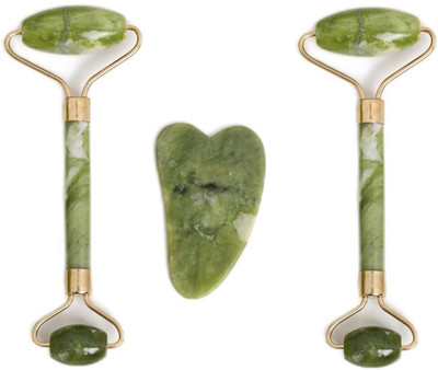 CHIWAY FACE AND HEAD ROLLER TWO JADE ROLLER WITH STONE COMBO Massager(TWO JADE AND ONE STONE)