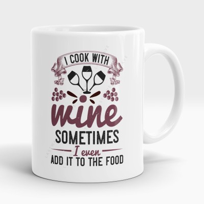 LASTWAVE I cook with wine, sometimes I even add it to the food, Wine Design (325ml) Ceramic Coffee Mug(325 ml)