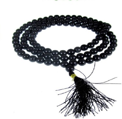 SHIVOHAM Black Hakik (Agate Stone) Mala 108+1 Beads Stone Necklace