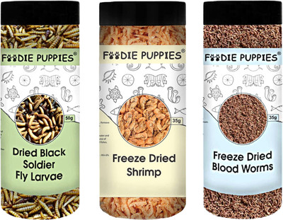 Foodie Puppies Dried Black Soldier Fly Larvae + Freeze Dried Shrimp + Freeze Dried Blood Worms Shrimp 0.12 kg (3x0.04 kg) Dry Adult, New Born, Senior, Young Fish Food