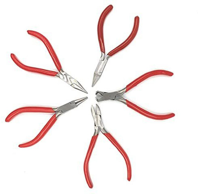 Erasio Jewellers Pliers Set of 5-Half Round, Flat Nose, Round Nose, Side Cutter Top End Diagonal Plier(Length : 5 inch)
