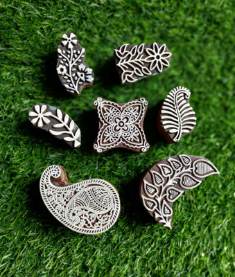 KN BlockWala Wood Block Stamps101,( 2 TO 3 INCH) Printing Blocks(Pack of 7)