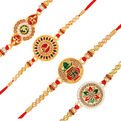 Stefan Thread RACO001011 Gold Finish Rakhi  Set(4 Rakhi)