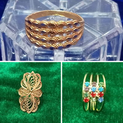 vks trading Gold Plated Non Adjustable Rings Combo008 Brass Ring