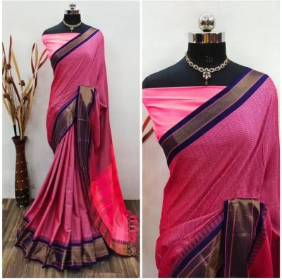 Juhi Collection Woven Assam Silk Art Silk, Cotton Silk Saree(Pink)