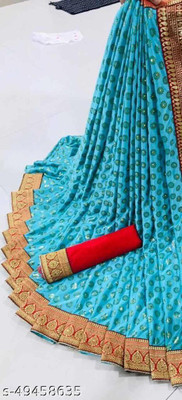 JSIYA Printed Bollywood Lycra Blend Saree(Light Blue)